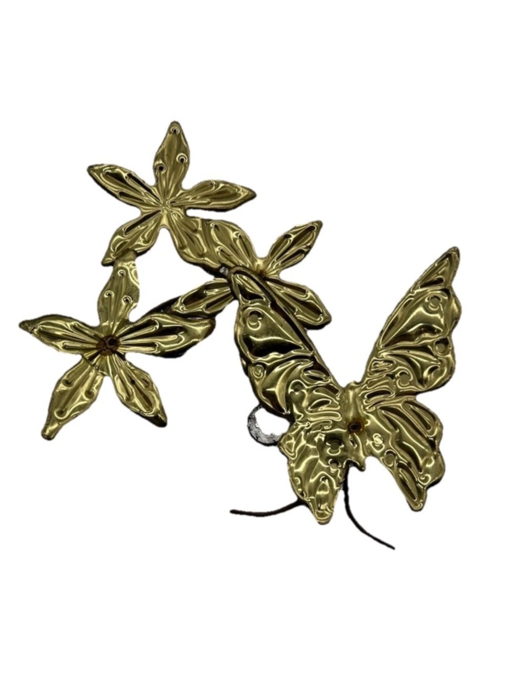 Home Interiors Shiny Gold Floral and Butterfly Metal Wall Accent